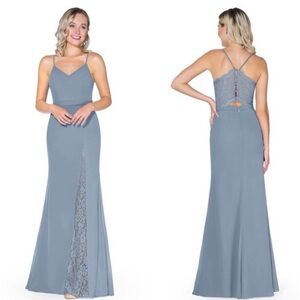 Azazie Caroline Dusty Blue Maxi Dress